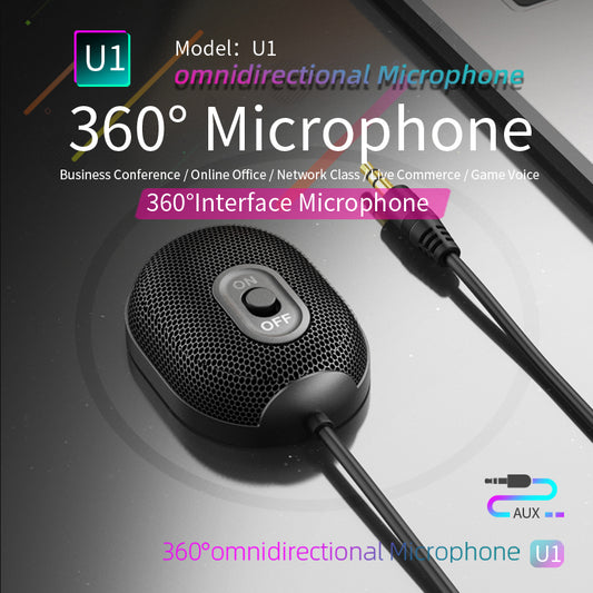 New 3.5mm Interface 360° Pickup Video Conference Omnidirectional Microphone Skype Language Chat Microphone