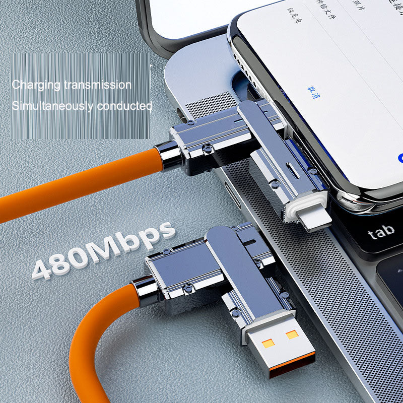 Mech four in one fast charging data cable suitable for Apple 15, Huawei Xiaomi Oppo Honor Type-C flash charging