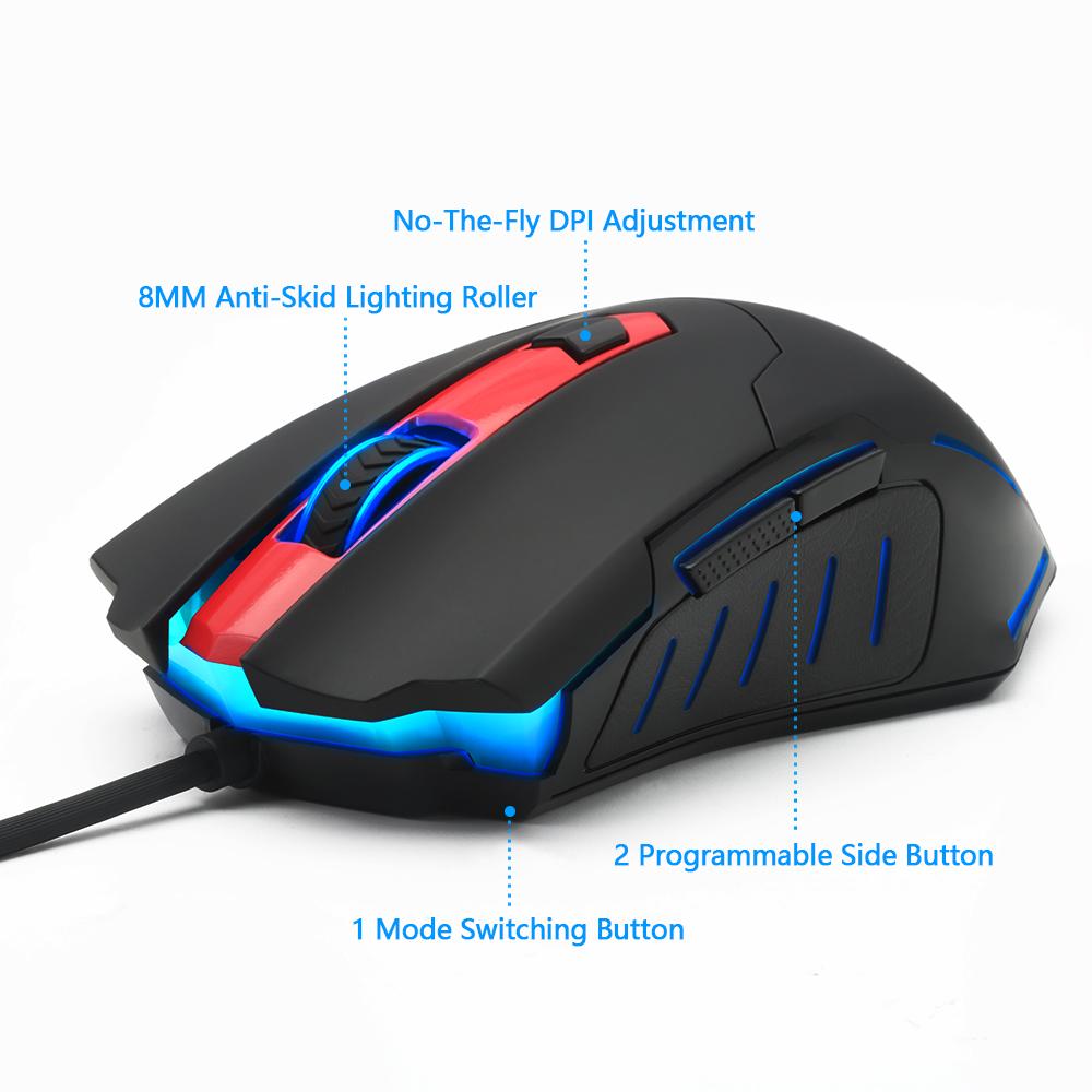 Redragon Gaming Mouse PC 7200DPI 6 programmable buttons ergonomic design high-speed USB Wired for Desktop mouse