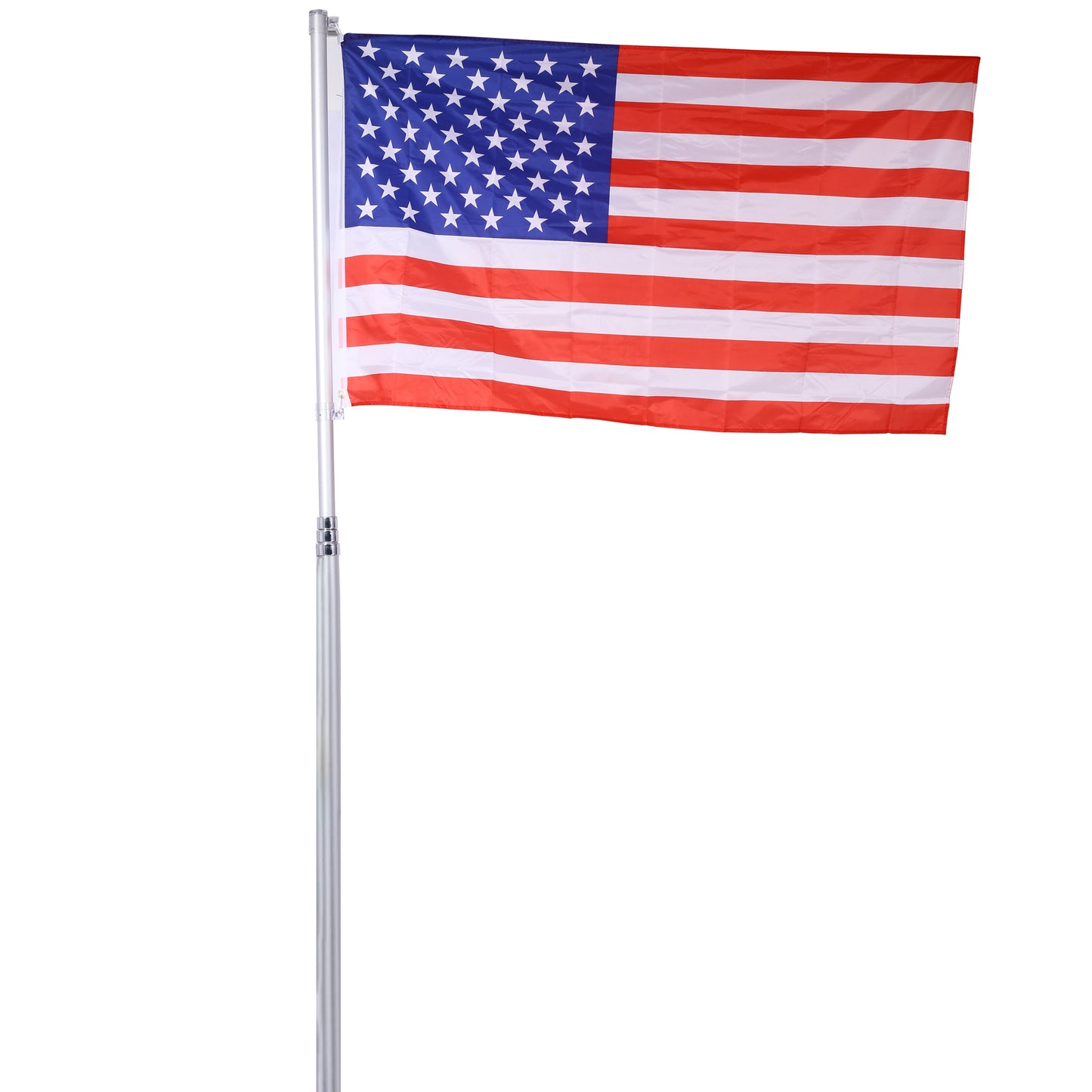 16 foot segmented flagpole kit, ultra thick heavy-duty aluminum flagpole, outdoor embedded flagpole with top ball