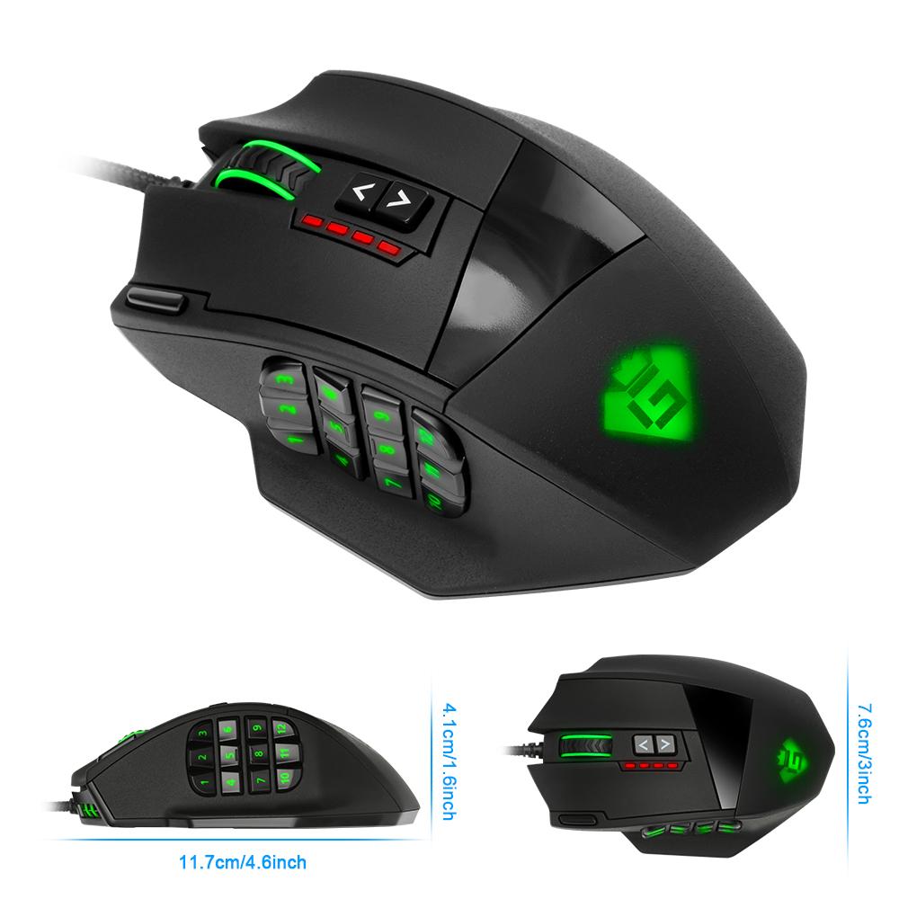 Rocketek USB Gaming Mouse 16400DPI 19 buttons ergonomic design for desktop computer accessories programmable  gamer lol PC