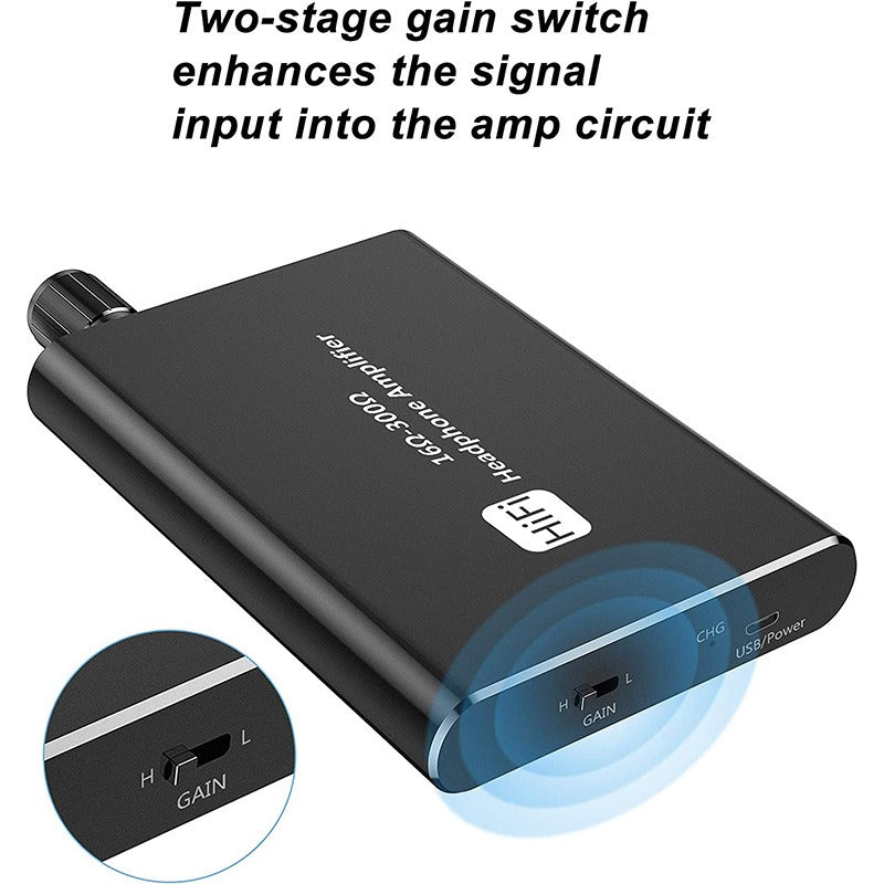 Portable headphone amplifier with high fever, heavy bass, no low noise, HiFi headphone amplifier, AUX audio adjustment