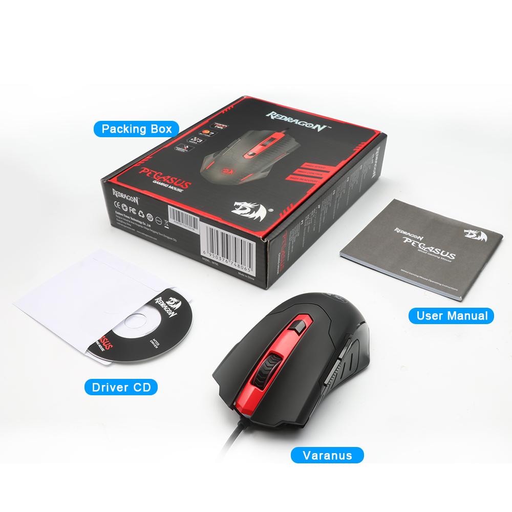 Redragon Gaming Mouse PC 7200DPI 6 programmable buttons ergonomic design high-speed USB Wired for Desktop mouse