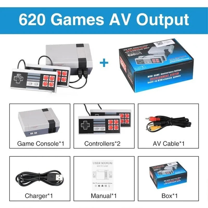 Cross border Mini Retro Portable Classic Game Machine Video Game Machine Av Output 8-bit 620 Game Classic