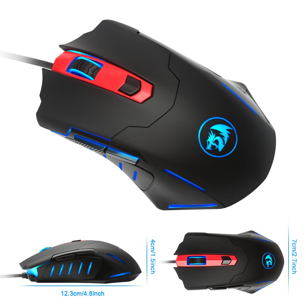 Redragon Gaming Mouse PC 7200DPI 6 programmable buttons ergonomic design high-speed USB Wired for Desktop mouse