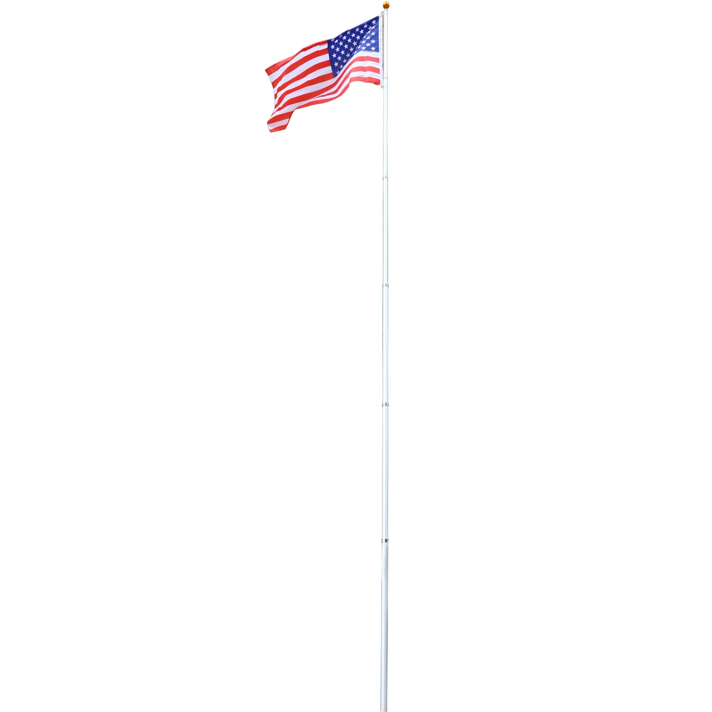 25FT segmented flagpole kit, ultra thick heavy-duty aluminum flagpole with top ball outdoor embedded flagpole