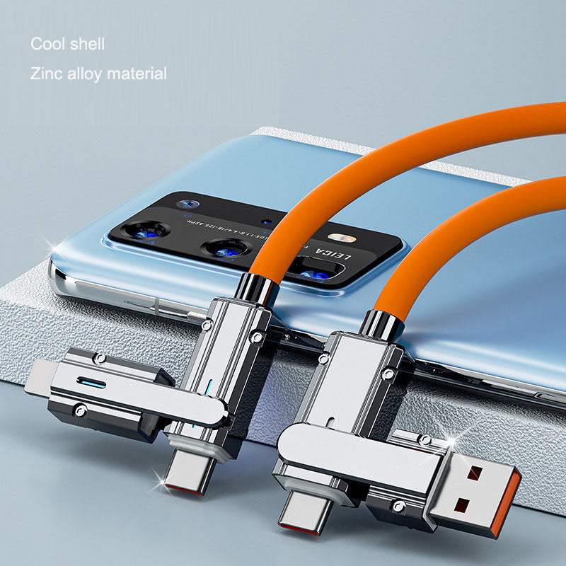 Mech four in one fast charging data cable suitable for Apple 15, Huawei Xiaomi Oppo Honor Type-C flash charging