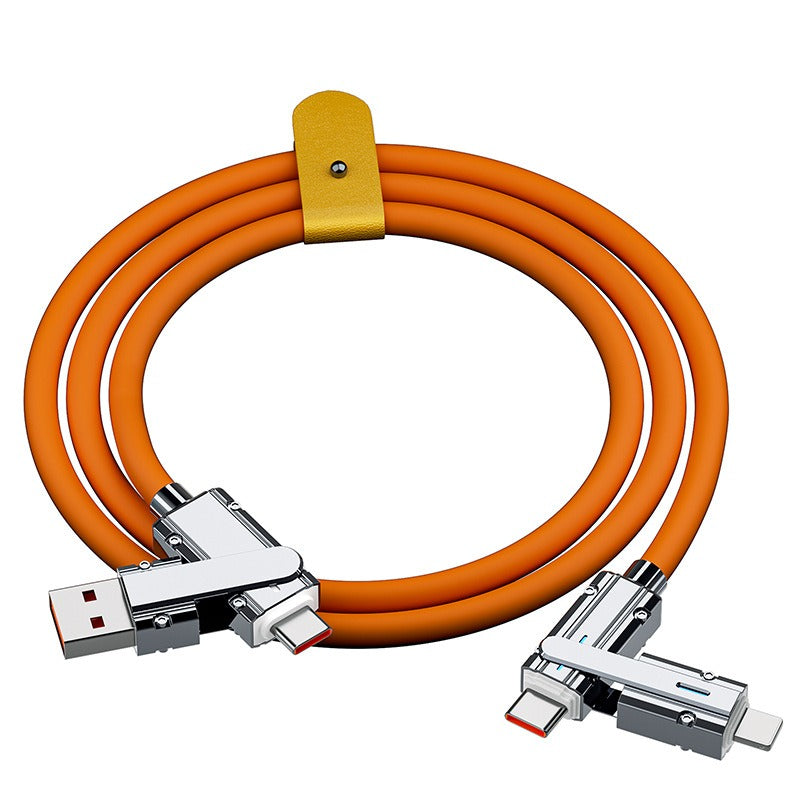 Mech four in one fast charging data cable suitable for Apple 15, Huawei Xiaomi Oppo Honor Type-C flash charging