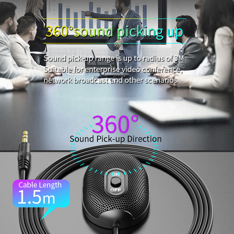 New 3.5mm Interface 360° Pickup Video Conference Omnidirectional Microphone Skype Language Chat Microphone