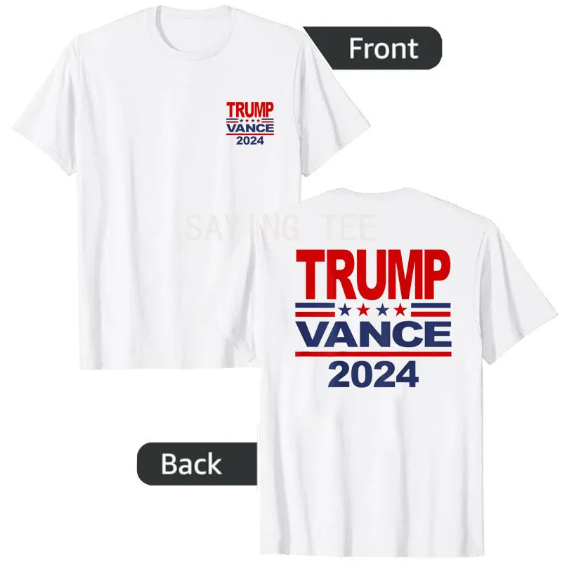 Donald Trump J.D. Vance 2024 T-Shirt Trump Vance Presidential Election Front and Back Saying Tee Letters Printed Graphic Outfit